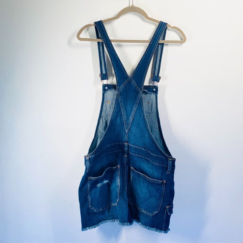 Denim Overall Shorts With Distressed Hem & Adjustable Straps NWT Size L/G (11-13 - Picture 5 of 5